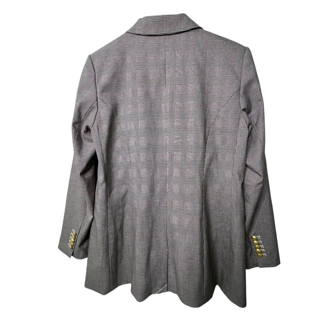 Court & Rowe Warwick Double-Breasted Houndstooth Plaid Blazer Sz 12 Gray Career - Picture 3 of 13